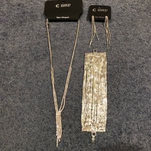 Rhinestone necklace with matching earrings